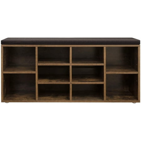 Shoe Storage Bench with Cushion Cubby Shoe Rack with 10 Cubbies Shoe Organizer Bench for Entryway Hallway Closet and Garage