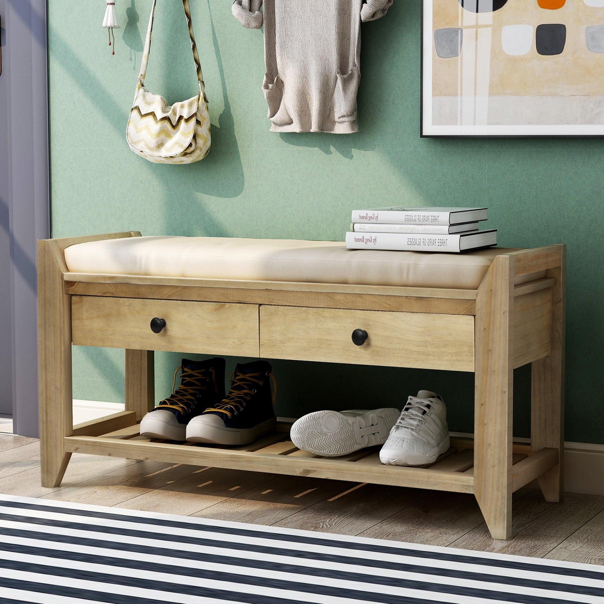 Walmart storage bench with cushion best sale