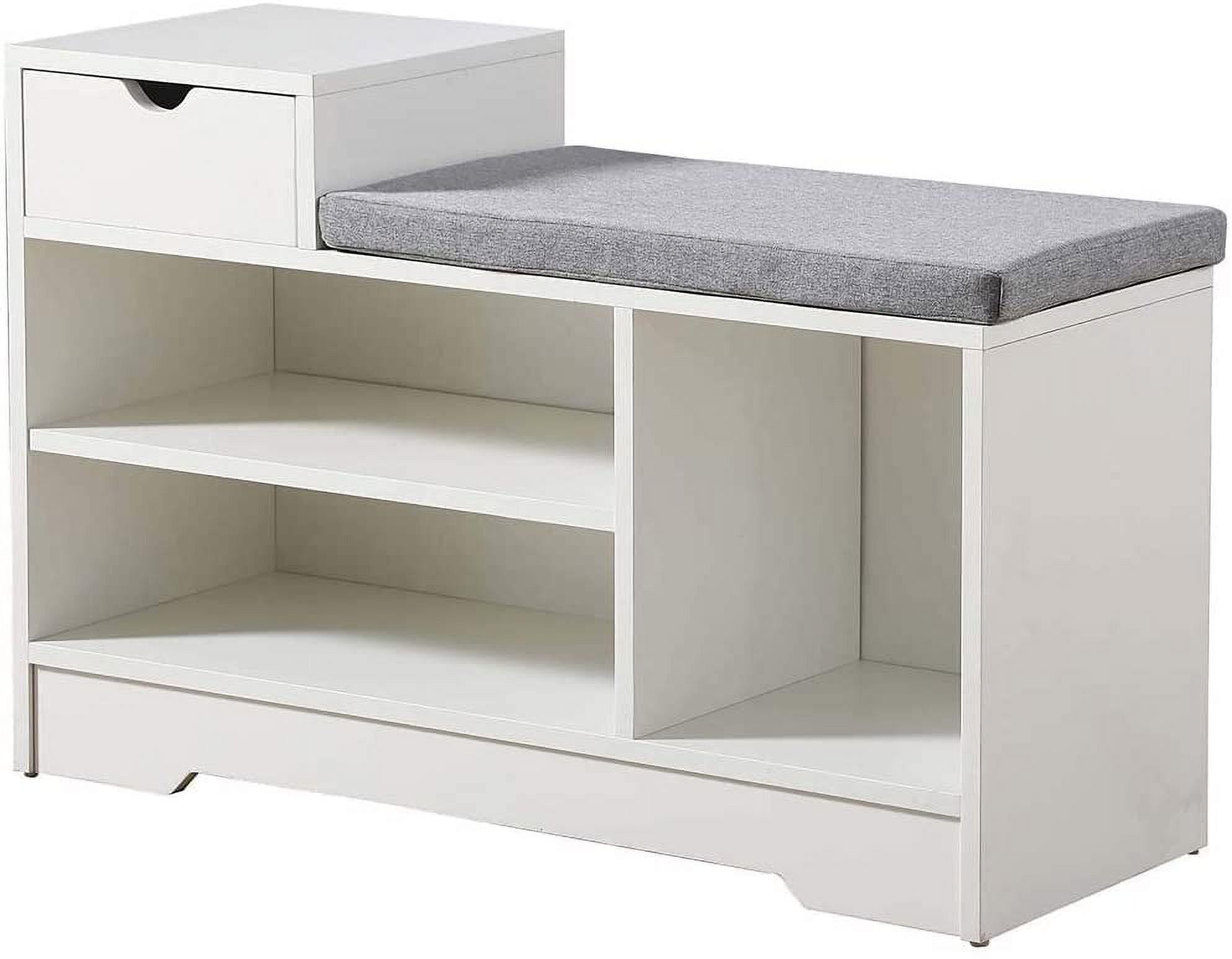 Sturdis Shoe Storage Bench with Cushion - Gray