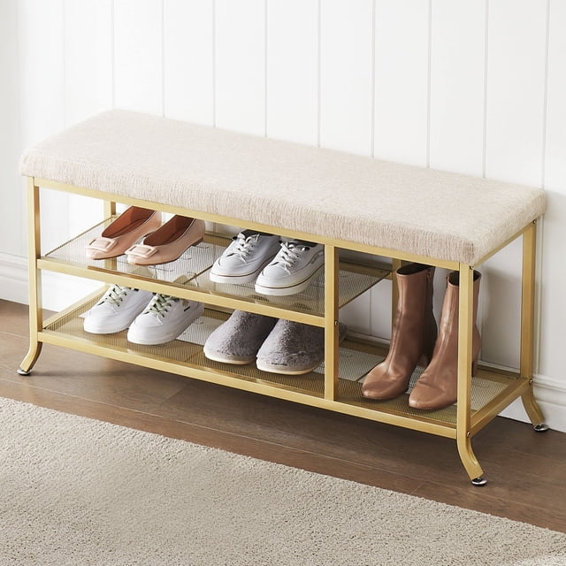 Next She Rack Bench Shoe Storage Bench with Seat Cushion, Entryway Shoe Rack Bench 2 Tier ...