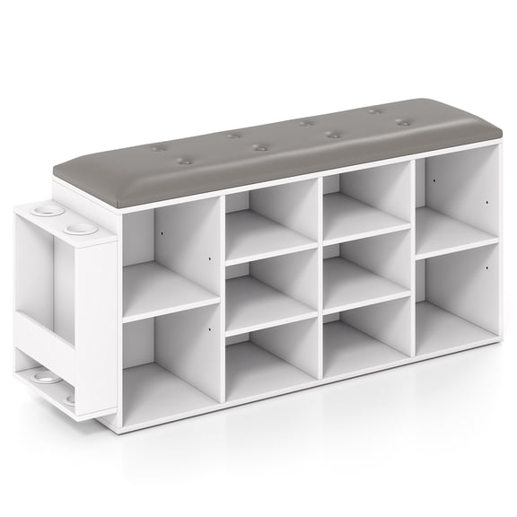 Shoe Storage Bench with Umbrella Stand and Adjustable Shelf