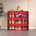 thumbnail image 1 of Shoe Storage Box, 3 Drawers Wooden Shoe Organizer Storage Box with Glass Door, RGB Led Light and APP Control for Up to 9 Pairs of Shoes, Shoe Storage Bin for Display Sneakers, 1 of 5