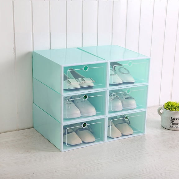 Shoe Storage Box,6 Pack,Shoe Box Plastic Stackable,Drop Front Shoe Box with Clear Door,Shoe Organizer and Shoe Containers For Sneaker Display,Fit up to US Size 12