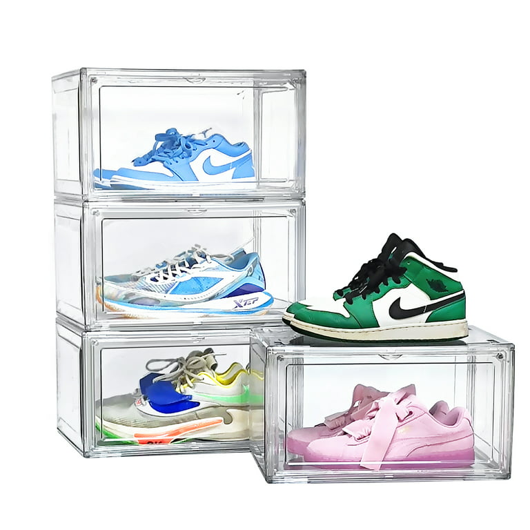Shoe Storage Box Containers Clear Sneaker Box Plastic Stackable Boot & Shoe Boxes with Lids 4 Packs, Women's, Size: Basic