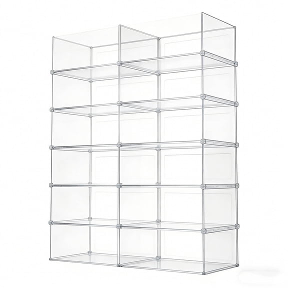 Shoe Storage Box, Drop Side Shoe Boxes Clear Plastic Stackable, Sneaker Display Case with Magnetic Door