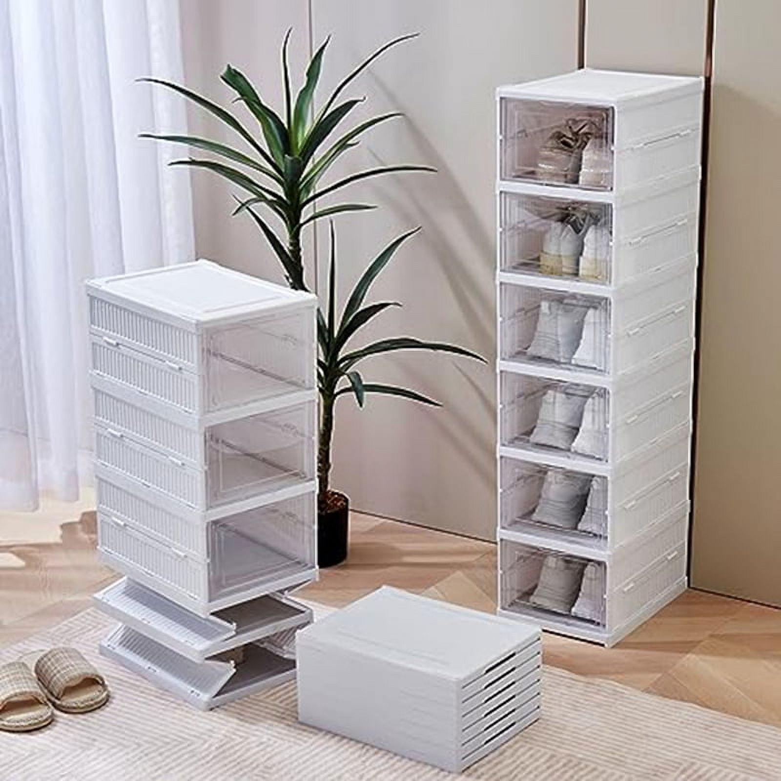 Shoe Storage Box Installation Free Foldable Shoe Organizers with Clear Door Space Saving Shoe Rack Sturdy Clear Plastic in Kosovo at 38 Rating 5