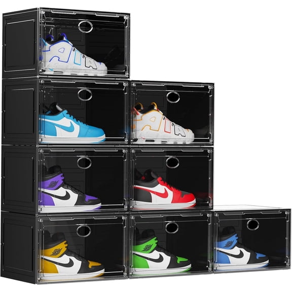 Shoe Storage Box Organizer, Clear Plastic Stackable, Sneaker Display Case Container