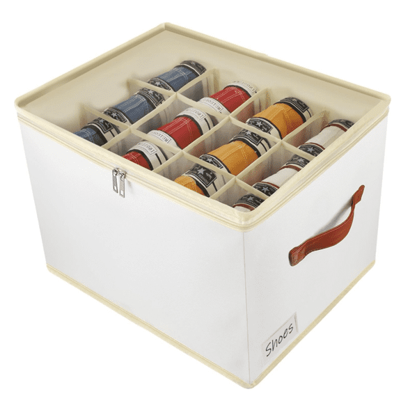 Shoe Storage Box Organizer for Closet - Space Saver Shoes Containers Bin with Clear Lids Stackable, Can Fit Ottoman, Foldable Shoe Rack Cabinet Cubby for Wardrobe