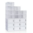 thumbnail image 1 of Shoe Storage Box Stackable Entryway Containers Set of 18 Plastic Transparent & White, 1 of 6