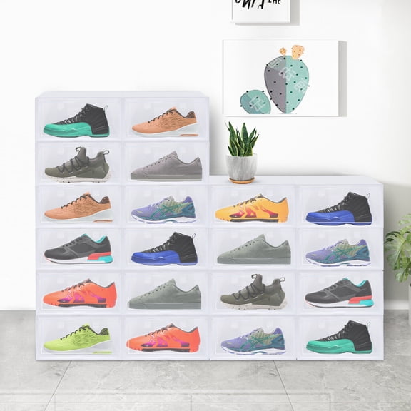 Shoe Storage Box Transparent Shoe Plastic Box Sneaker Case Single Door Side Open