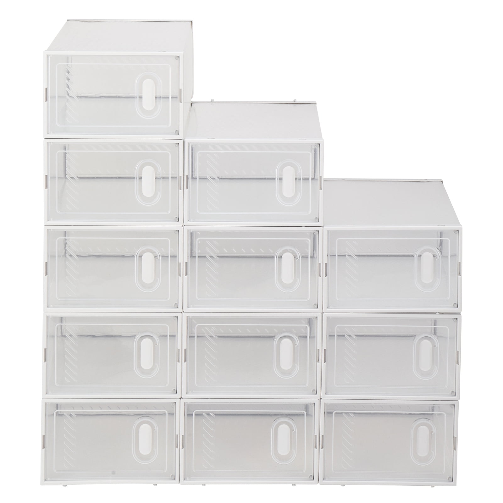 Shoe Storage Boxes 12 Pack Clear Plastic Stackable - White - Walmart.com