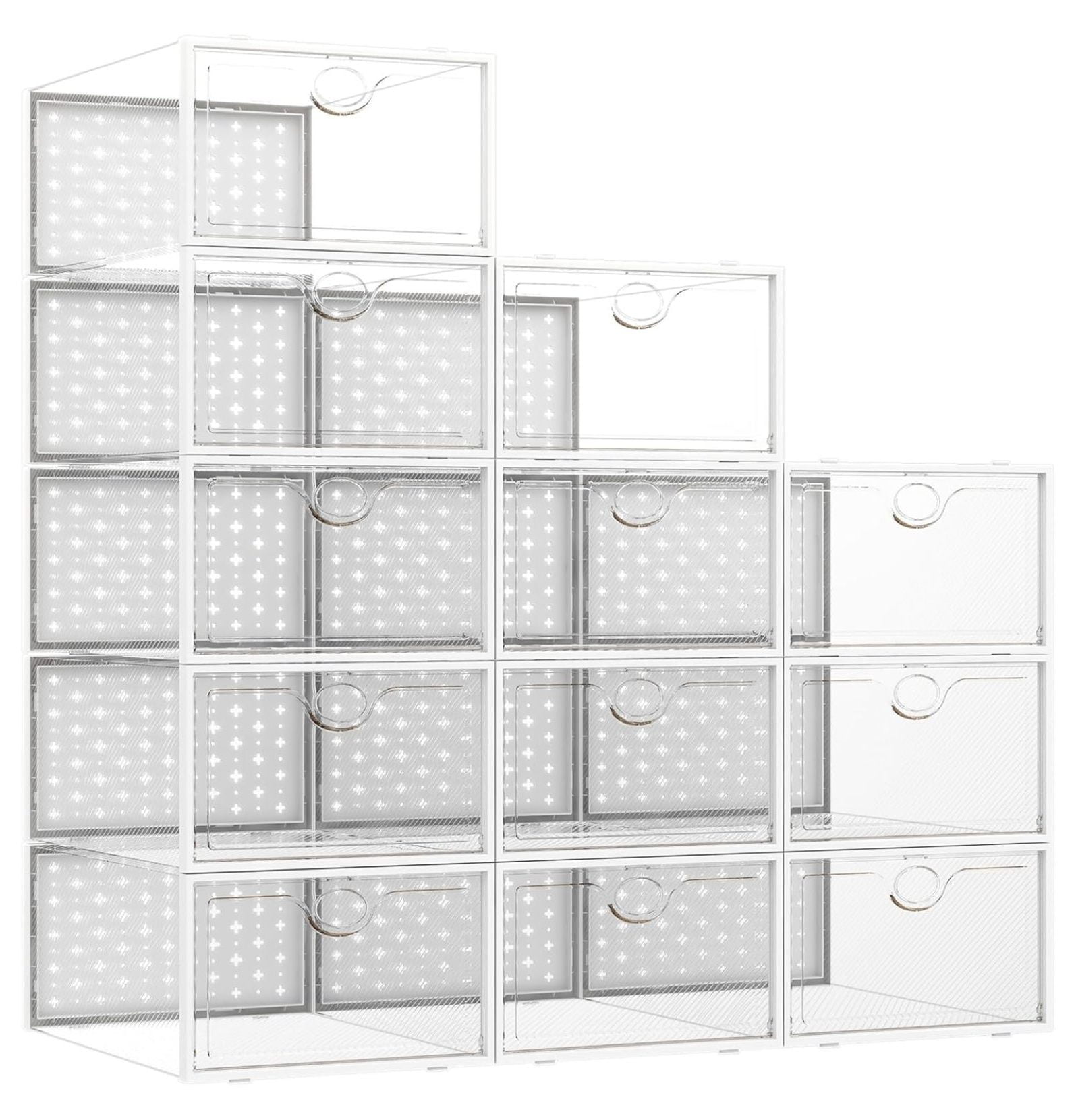 Shoe Storage Boxes, Shoe Organizer for Closet clear Plastic Stackable