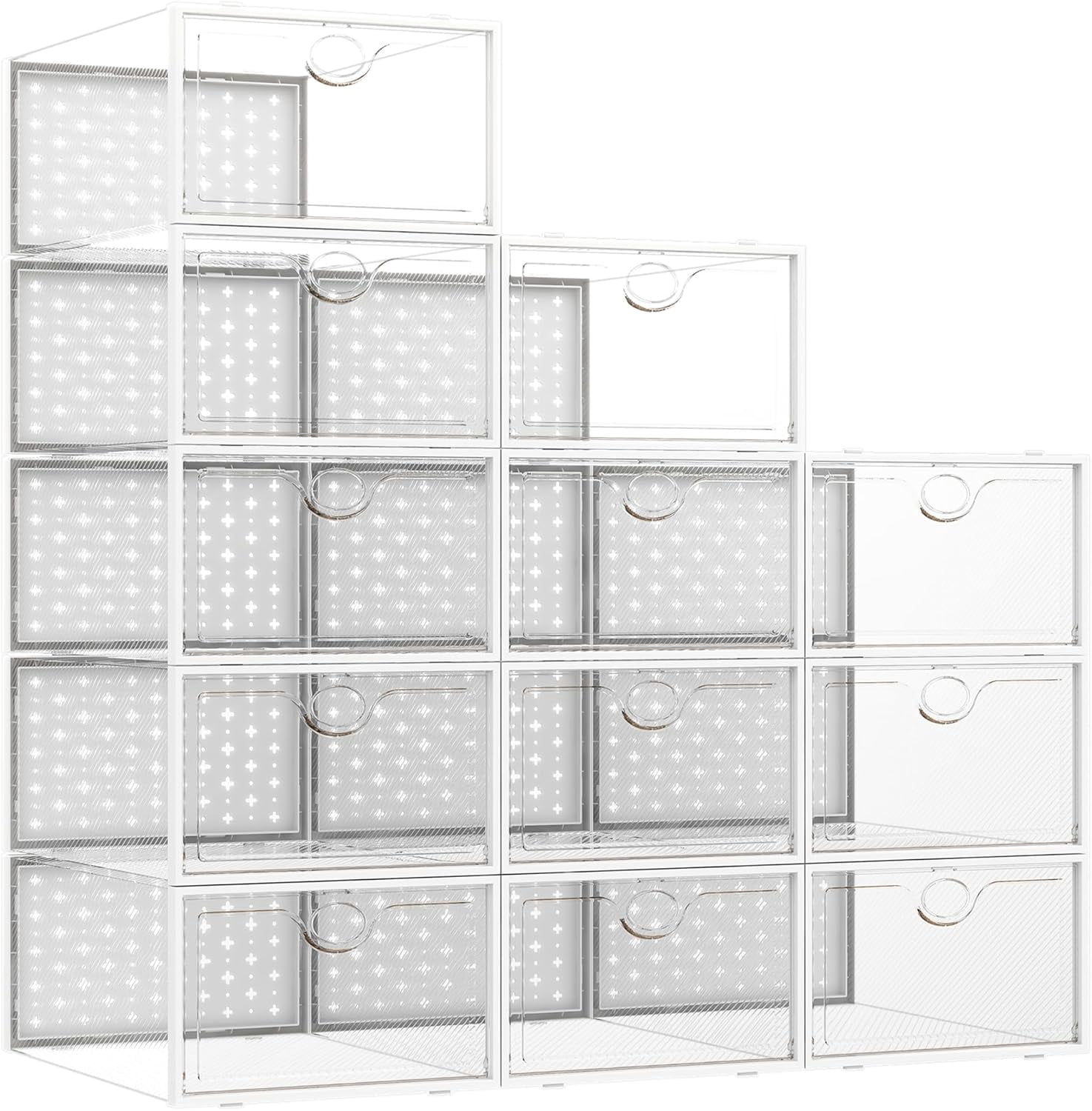 Shoe Storage Boxes, Shoe Organizer for Closet clear Plastic Stackable ...