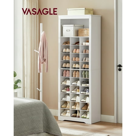 VASAGLE Shoe Storage Cabinet, 10 Tier Shoe Rack Organizer, Holds Up to 30 Pairs of Shoes, for Entryway Bedroom, 12.6 x 24.8 x 73.6 Inches, White