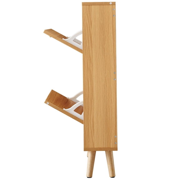 Shoe Storage Cabinet with 2 Flip-Down Drawers, Freestanding Shoe Organizer with Rattan Doors for Entryway, Hallway, Living Room - Holds Boots, Heels, Slippers