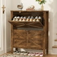 thumbnail image 1 of Shoe Storage Cabinet with 2 Flip Drawers, Farmhouse Narrow Slim Shoe Cabinet, Hidden Shoe Rack Organizer Cabinet for Entryway, Hallway, Foyer, Living Room (2 Drawers, Rustic Brown), 1 of 7