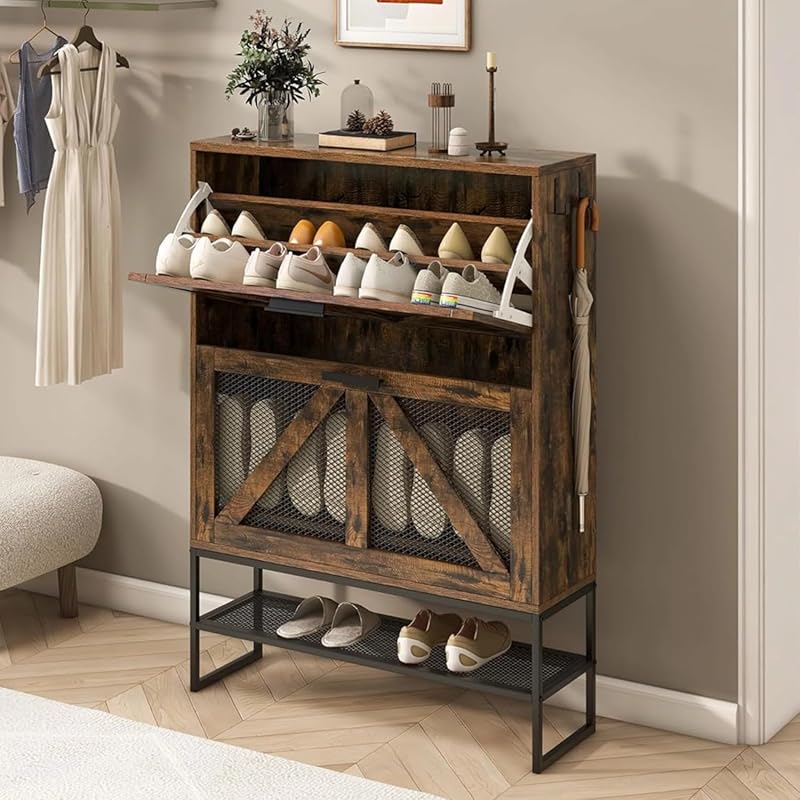 Shoe Storage Cabinet with 2 Flip Drawers and Feodorizing Function ...