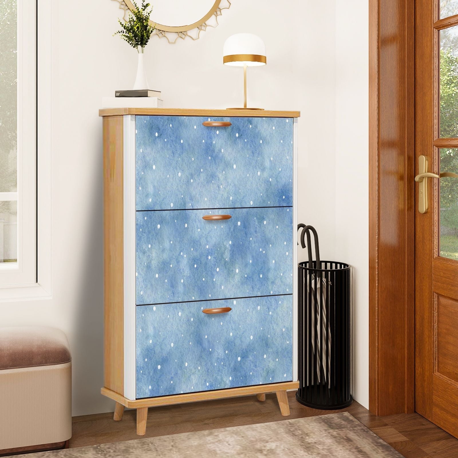 Shoe Storage Cabinet with 3 Flip Drawers for Entryway Seamless pattern ...