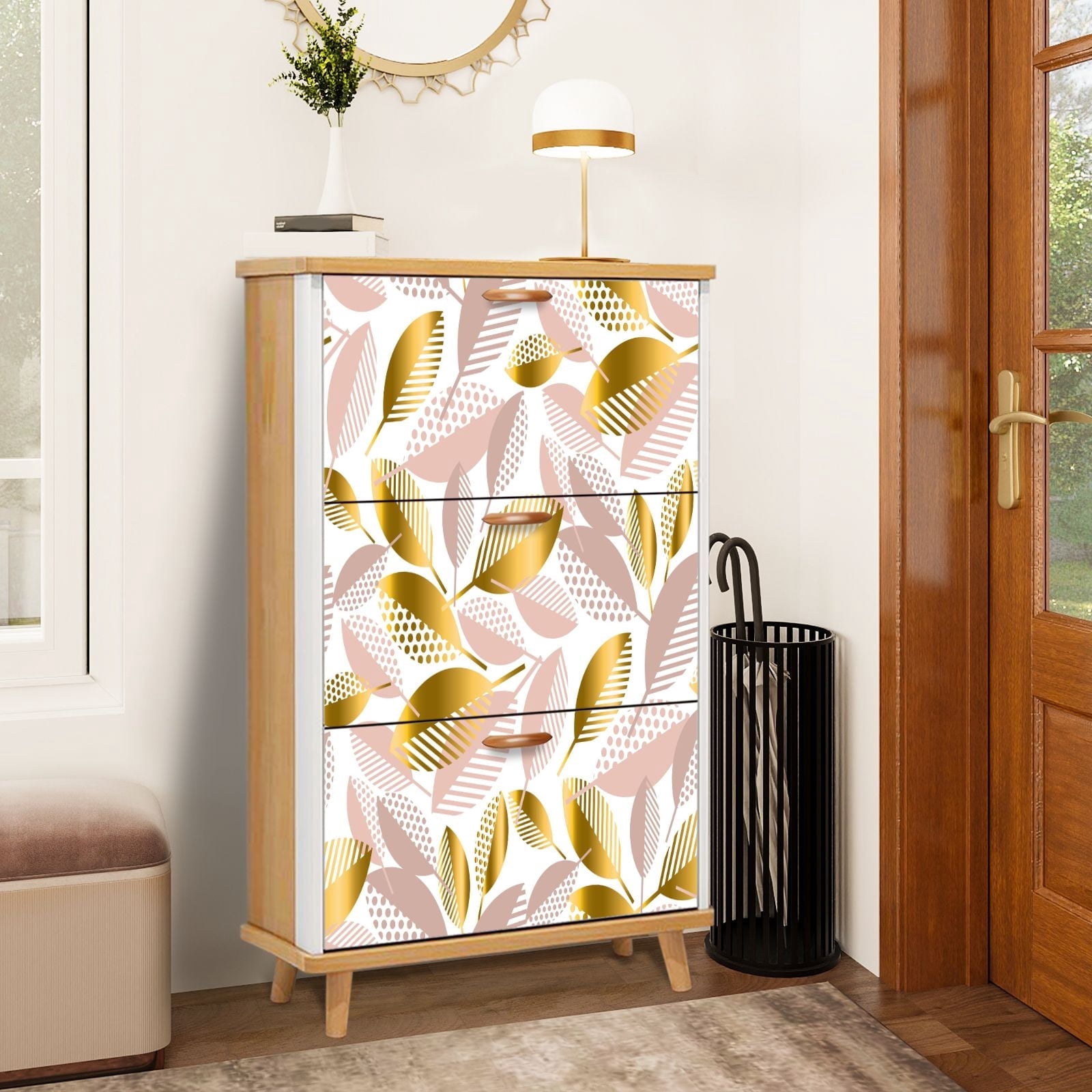 Rosy Racks Shoe Storage Cabinet with 3 Flip Drawers for Entryway Simple luxury ...