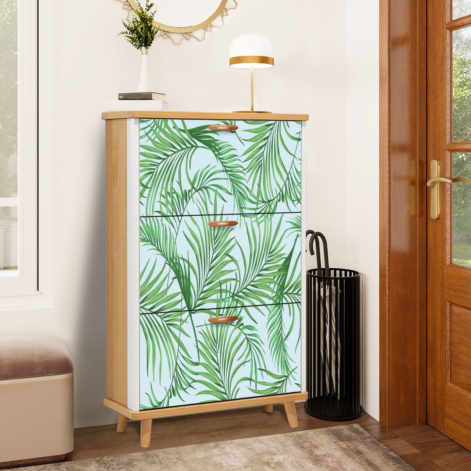Shoe Storage Cabinet with 3 Flip Drawers for Entryway Seamless tropical ...