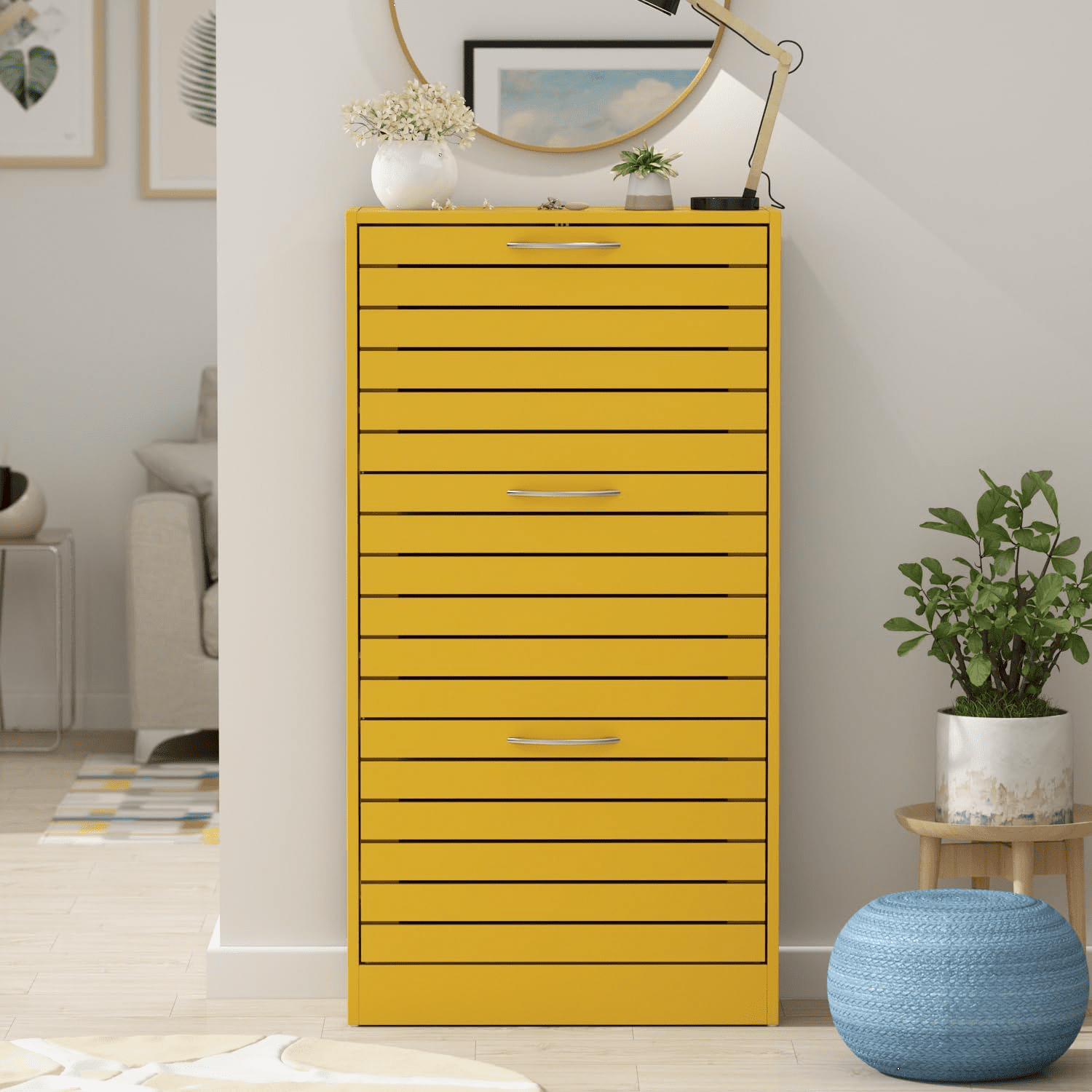 Shoe Storage with 3 Flip Drawers Slim Shoe for Entryway