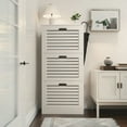 thumbnail image 1 of Shoe Storage Cabinet with 3 Flip Drawers, Wooden Shoe Cabinet for Entryway, Slim Free Standing Shoe Rack for Entryway, Hallway, Living Room, Bedroom (White), 1 of 10