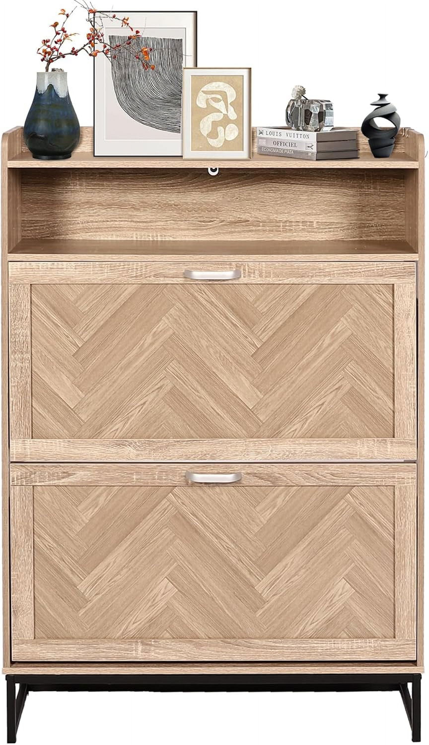 Shoe Storage with 4 Flip Drawers Narrow Hidden Shoe