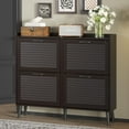 Shoe Storage with 4 Flip Louvered Doors, Freestanding Organizer