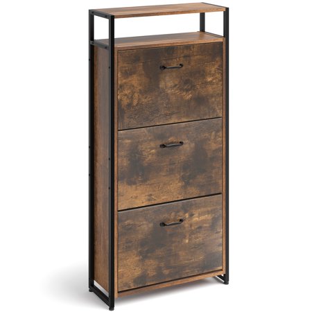 Shoe Storage Cabinet Clearance, HAIOOU Hidden Entryway Shoe Storage Rack Organizer for 18 Pair Shoes for Industrial  Home and Apartment Decor, Rustic Brown