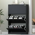 thumbnail image 1 of Shoe Storage Cabinet for Entryway, Black Shoe Cabinet with 3 Flip Drawers Hidden Shoe Storage Modern Shoe Rack Storage Organizer for Entryway,Closet, Living Room,Hallway…, 1 of 6
