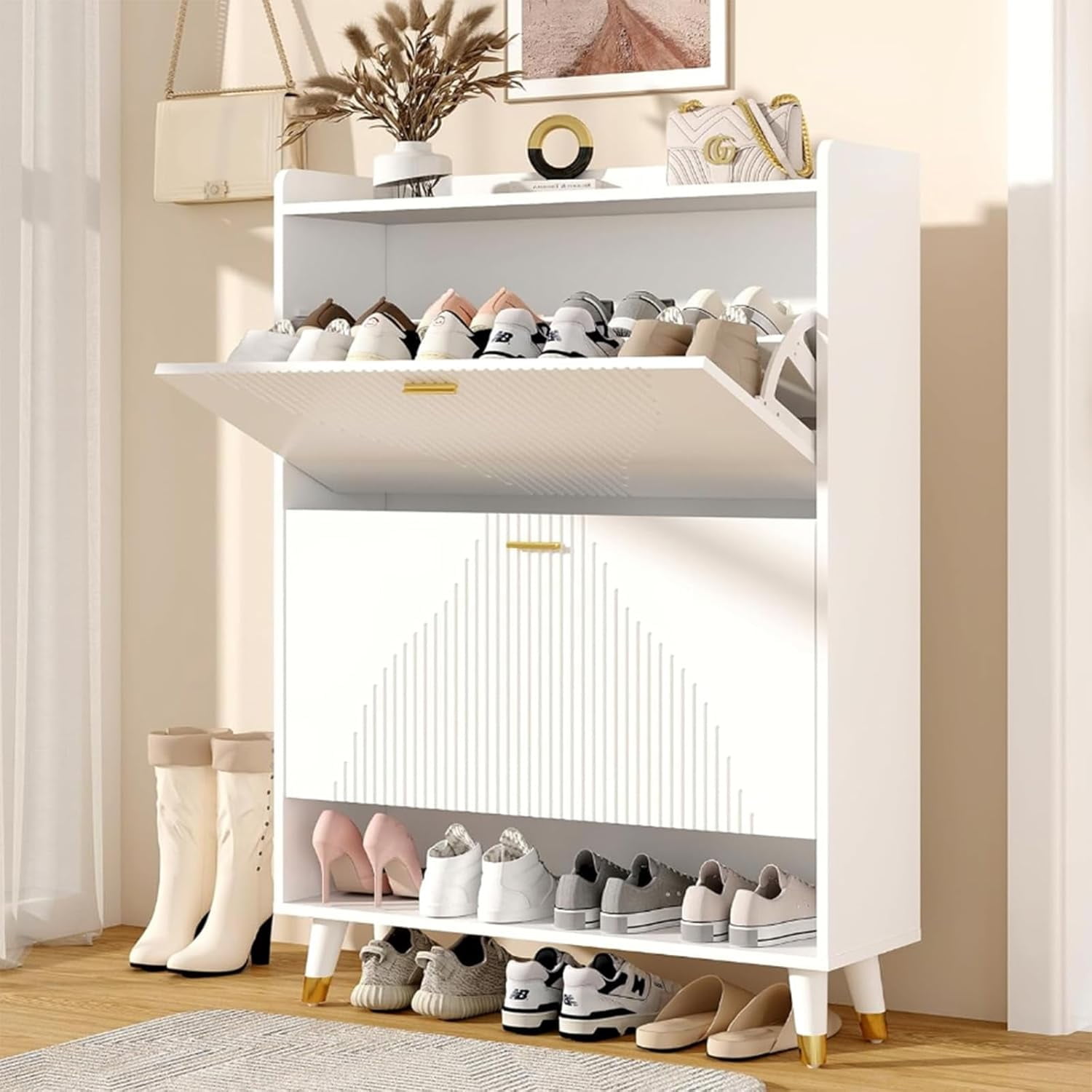 Shoe Storage Cabinet for Entryway Hidden Shoe Rack Cabinet with Doors ...