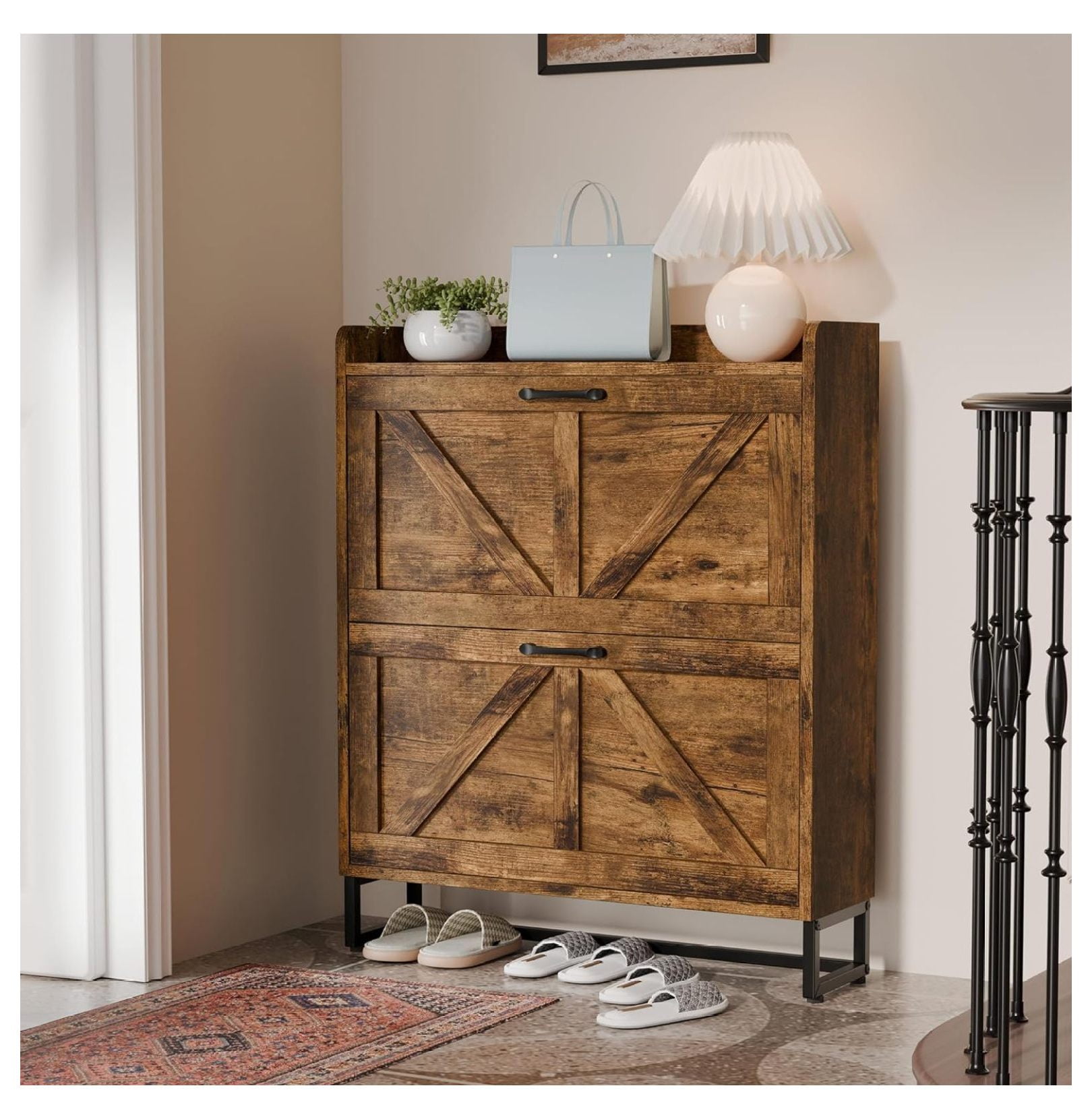 Shoe Storage for Entryway, Narrow Hidden Shoe Rack with