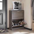 thumbnail image 1 of Shoe Storage Cabinet Entryway, Slim Shoe Rack Freestanding, Narrow Shoe Organizer 2 Flip-Drawers for Front Door Entrance Hallway, 1 of 8
