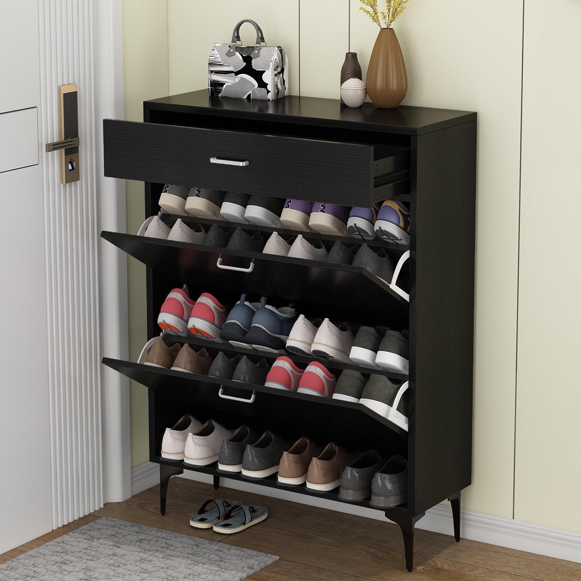 Shoe Cabinet with 2 Flip Drawers and Open Shelf,Free Standing Shoe