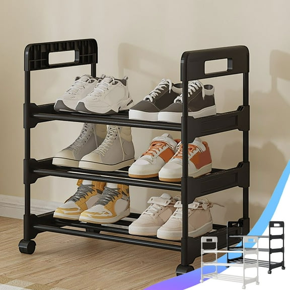 Shoe Storage Cabinet,Movable Tiered Rack,3-Level Organizer,Modern Design for Bedroom Closet,Entryway,under Table Use,Heavy-Duty Wheels,Space-Saving Storage,Entryway Shoe Organizer,Bedroom,MIANHT