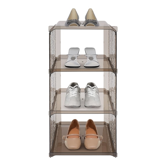 Shoe Storage Cabinet, Shoe Floor Storage Organizer Rack, 4 Tier Vertical Narrow Slim Shoe Holder for Corner