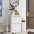 thumbnail image 1 of Shoe Storage Cabinet, Slim Shoe Rack Cabinet with Flip Drawers and Adjustable Shelf, 2-Drawer Shoe Organizer with Tabletop for Hallway, Entryway, 21.25" W x 9.5" D x 32.5" H, WHite, 1 of 8