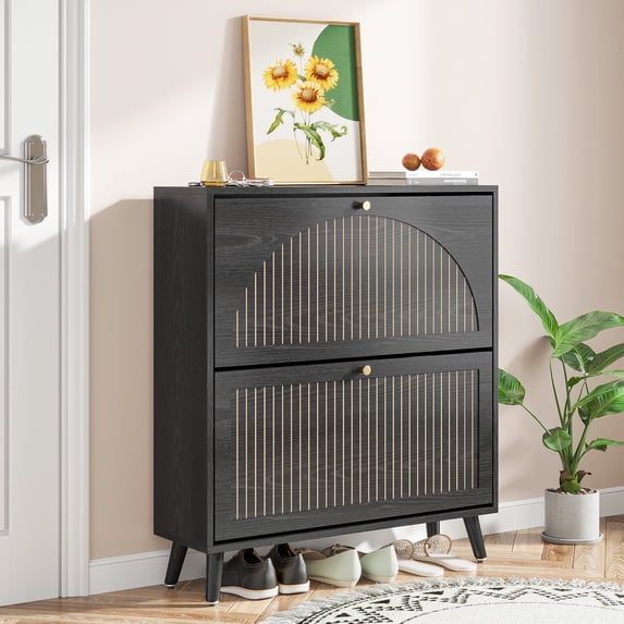 Shoe Storage Cabinet with 2 Flip Drawers, Modern Shoe Cabinet Storage for Entryway, Entryway Shoe Storage