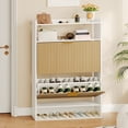 thumbnail image 1 of Wooden Shoe Cabinet with 2 Flip Drawers & Open Storage Shoe Rack Organizer for Entryway Hallway,Bedroom,Living Room,Apartment,White, 1 of 9