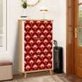 thumbnail image 1 of Shoe Storage Cabinet with 3 Flip Drawers for 1970s Floral Retro 70s Funky Red Orange Pink Brown Shoe Rack Storage Organizer, 1 of 8