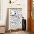 thumbnail image 1 of Shoe Storage Cabinet with 3 Flip Drawers for Abstract decorative diagonal crumpled wavy striped textured Shoe Rack Storage Organizer, 1 of 8