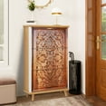 thumbnail image 1 of Shoe Storage Cabinet with 3 Flip Drawers for Beautiful patterns wooden carved door Shoe Rack Storage Organizer, 1 of 8