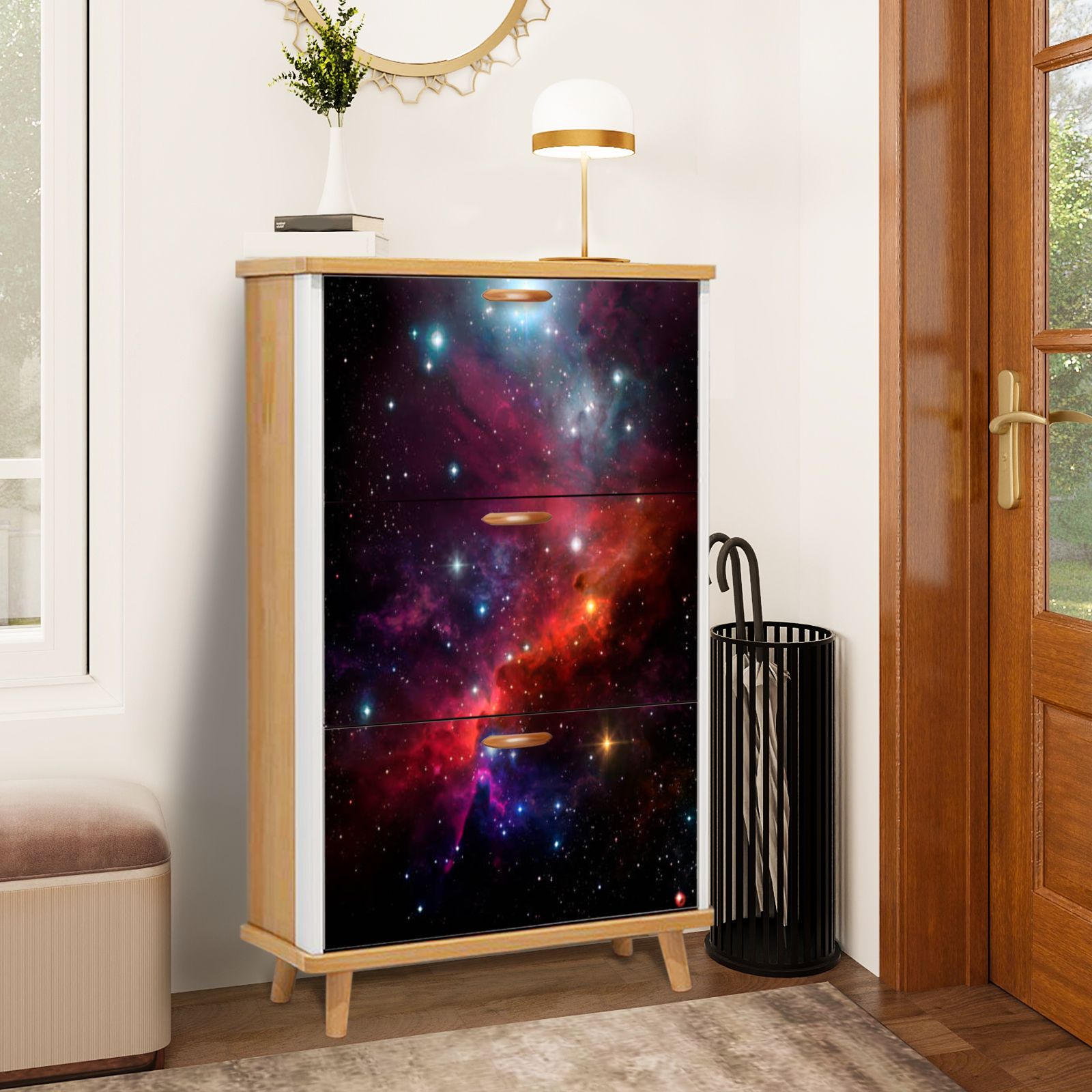 Shoe Storage Cabinet with 3 Flip Drawers for Beautiful starry sky ...