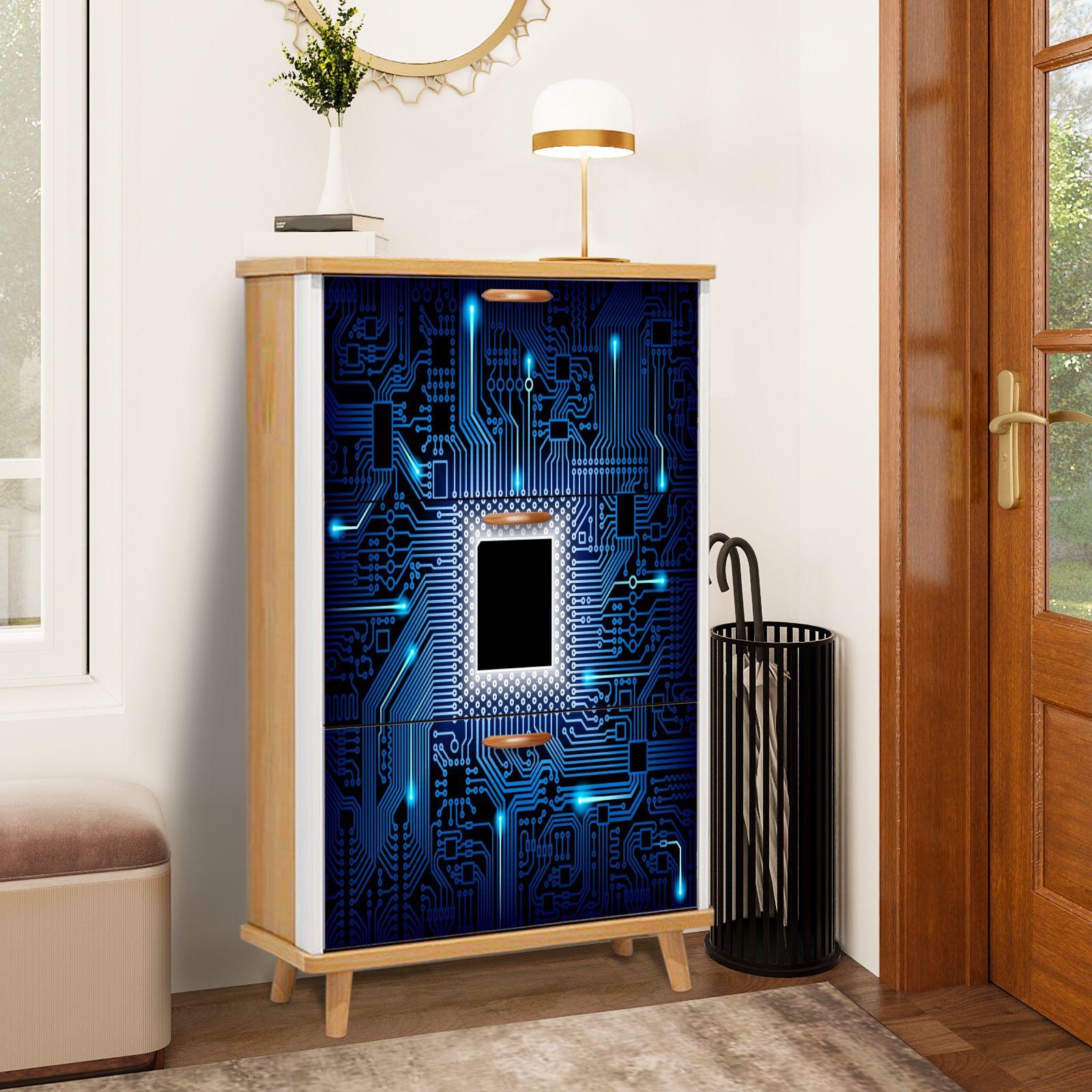 Shoe Storage Cabinet with 3 Flip Drawers for Computer processor ...