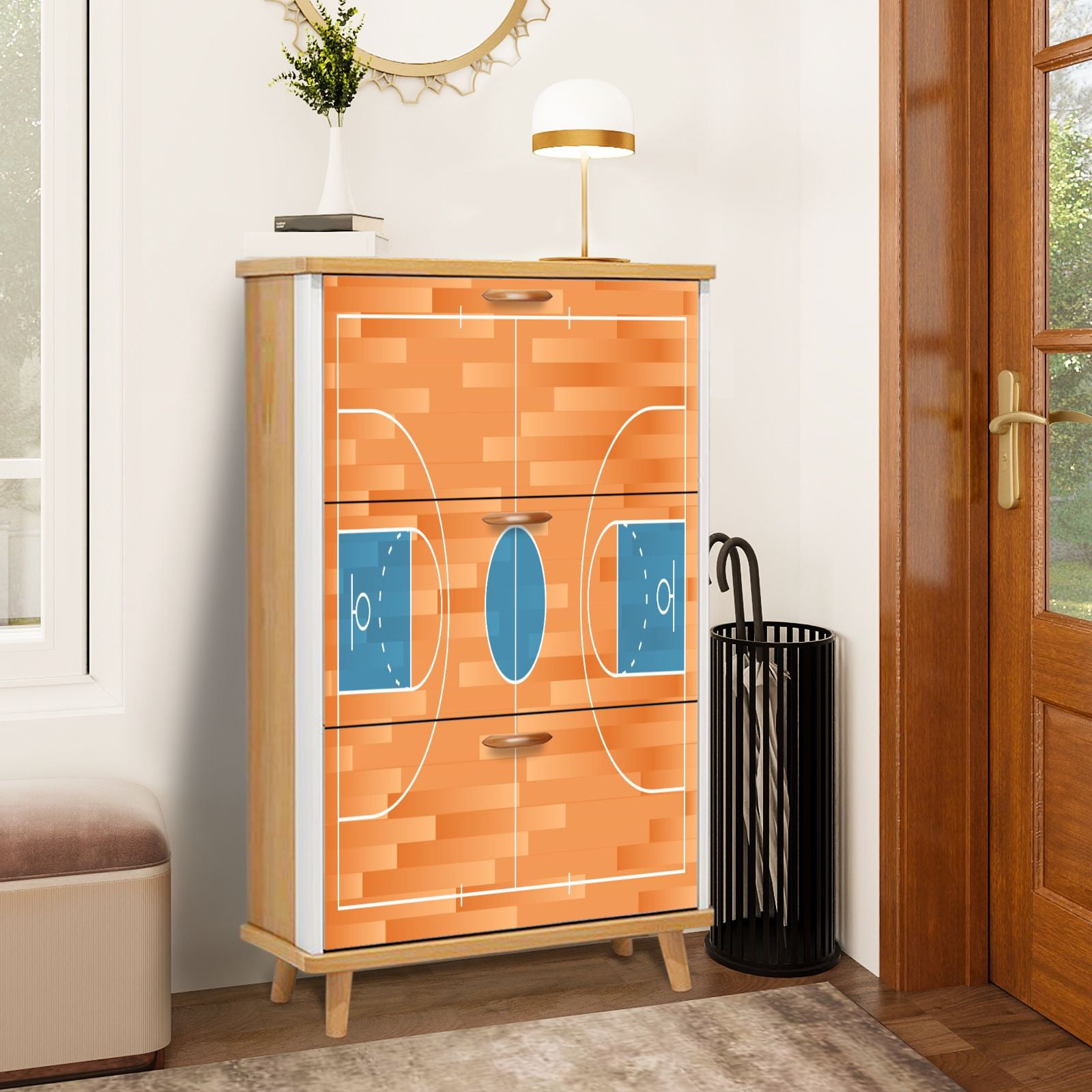 Shoe Storage Cabinet with 3 Flip Drawers for Entryway Realistic ...