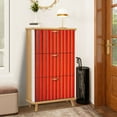 thumbnail image 1 of Shoe Storage Cabinet with 3 Flip Drawers for Red metal door Shoe Rack Storage Organizer, 1 of 8