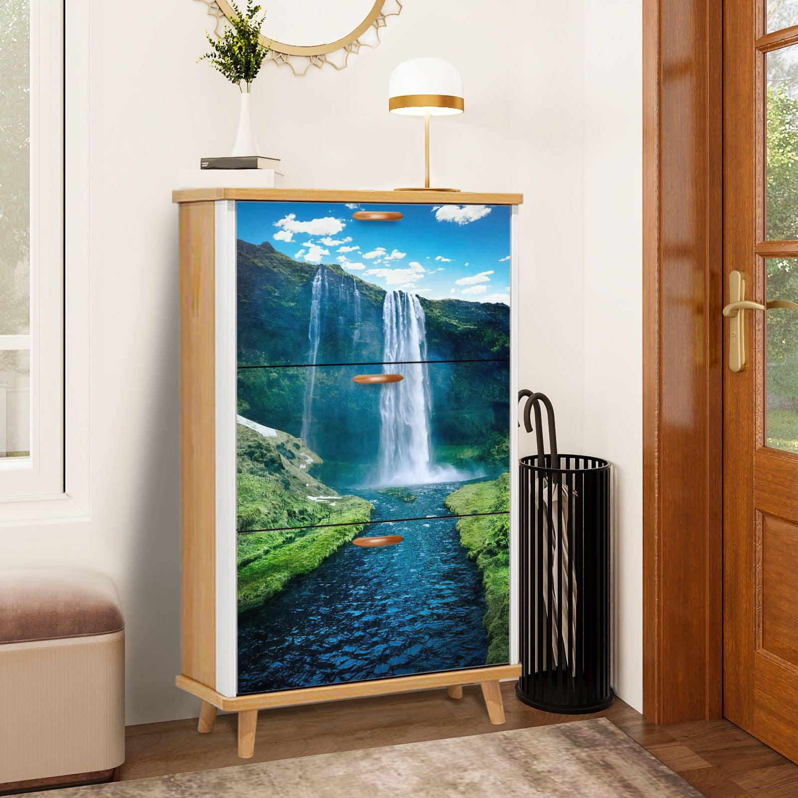 Shoe Storage Cabinet with 3 Flip Drawers for Seljalandsfoss Waterfall ...