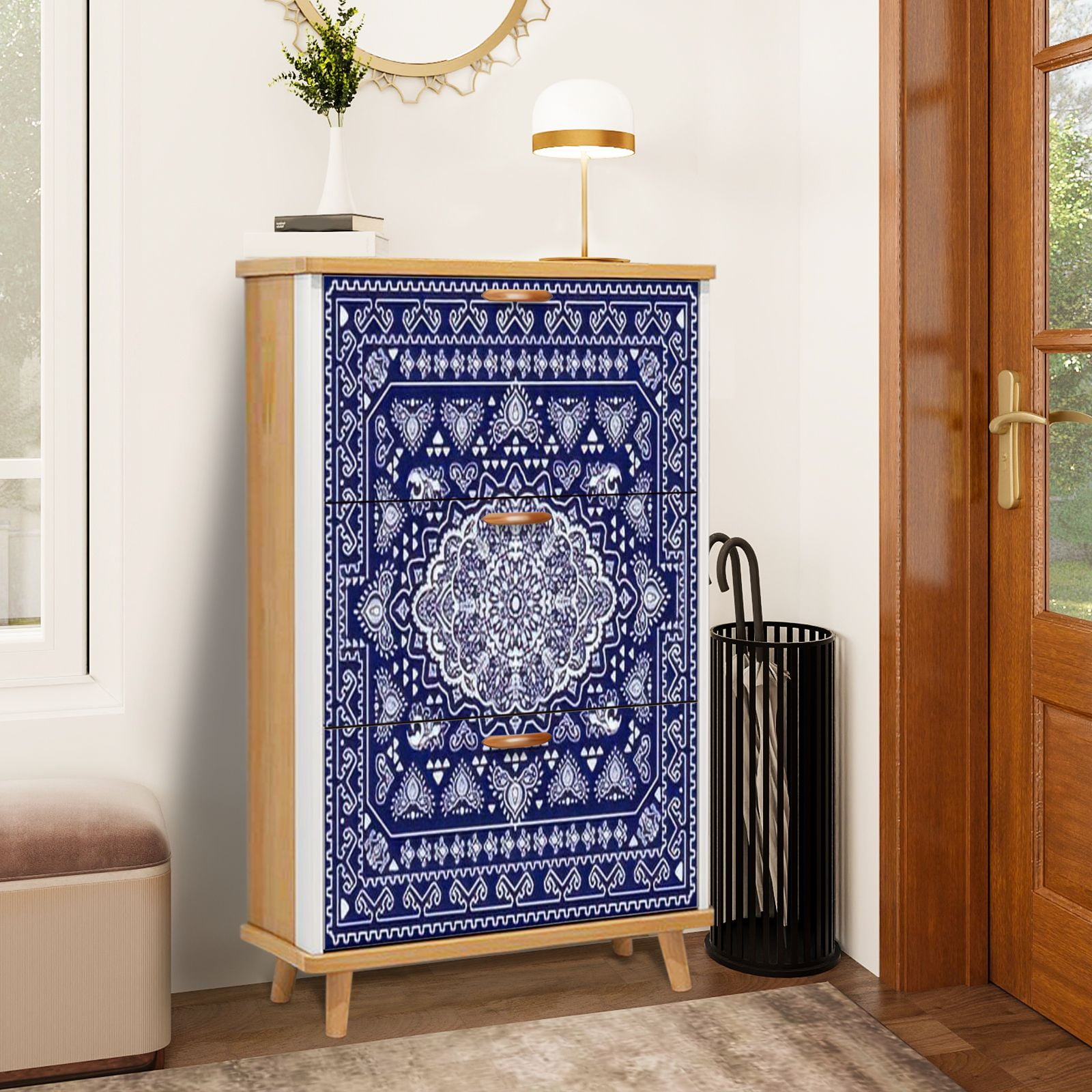 Shoe Storage Cabinet with 3 Flip Drawers for Vintage Turkish rug style ...