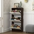thumbnail image 1 of Shoe Storage Cabinet with 3 White Panel Flip Drawers, Freestanding Organizer for Entryway, Narrow Shoe Rack Cabinet, 1 of 6