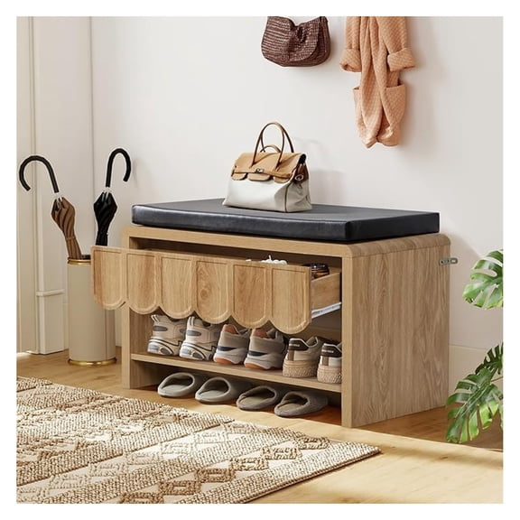 Shoe Storage Cabinet with Cushion, Shoe Rack Organizer - Entryway Hallway Living Room
